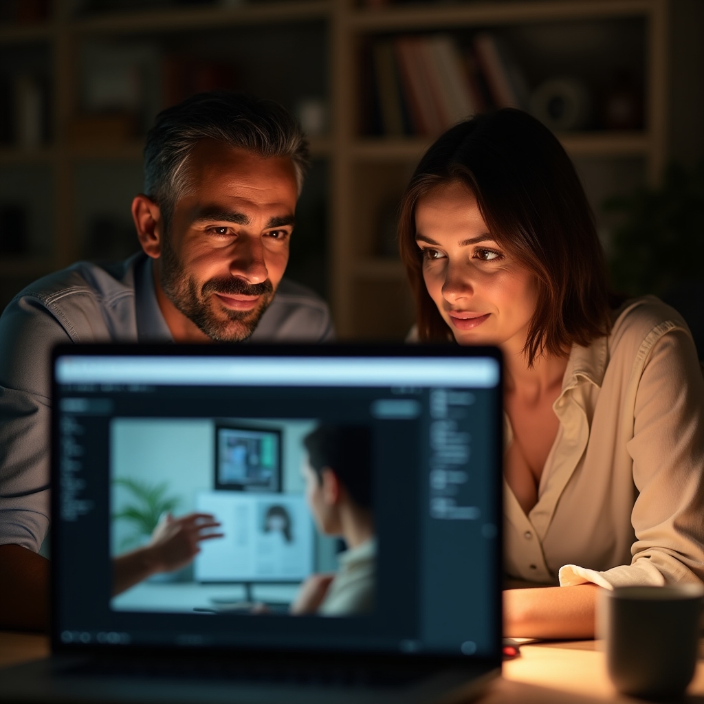 Formador analizando grabación de vídeo con participante